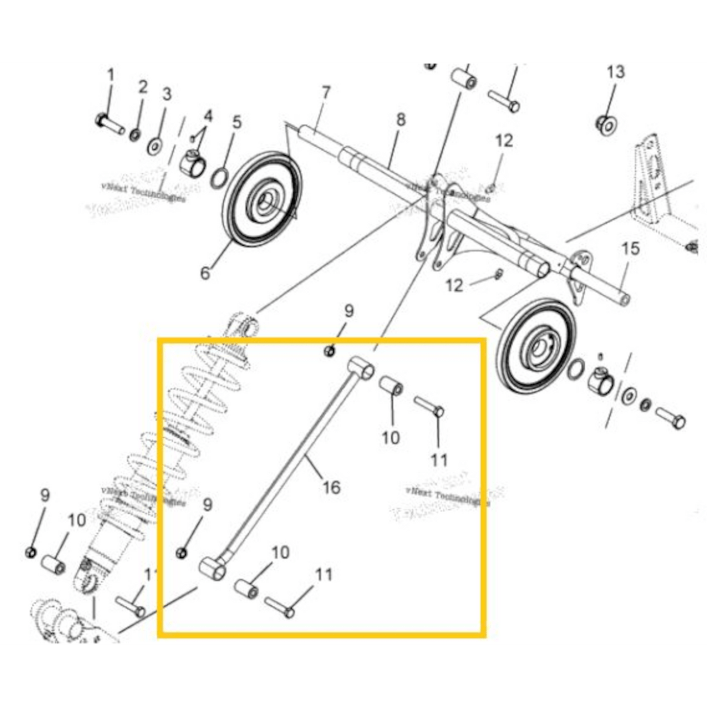 Polaris bakre stötdämpare momentstag, guld